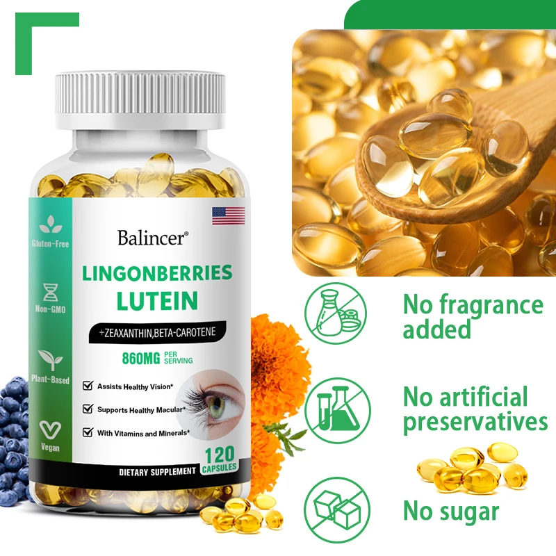 Lutein Eye Capsules - Helps Maintain Eye Health, Relieves Yellow Spots, Maintains Healthy Cell Function, and Slows Down Aging