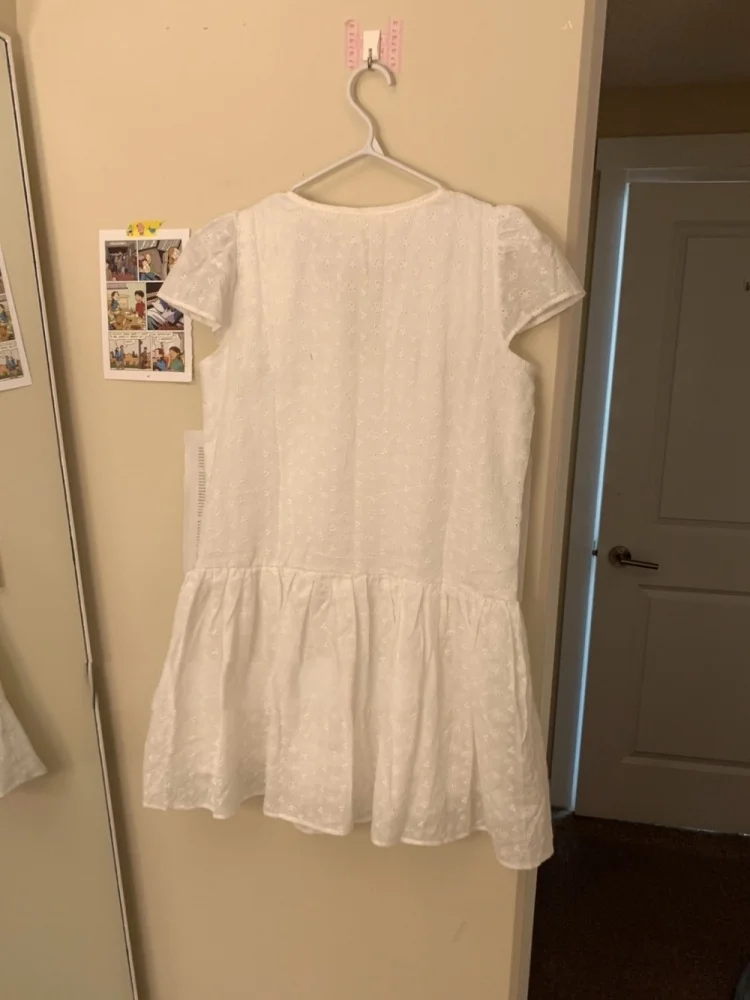 Retro koreański styl, swobodny, ażurowy, z koronkowym wykończeniem, zapinany na guziki, wyszczuplający, uniwersalny, z wysokim stanem, idealny do pracy, na wiosnę i lato...