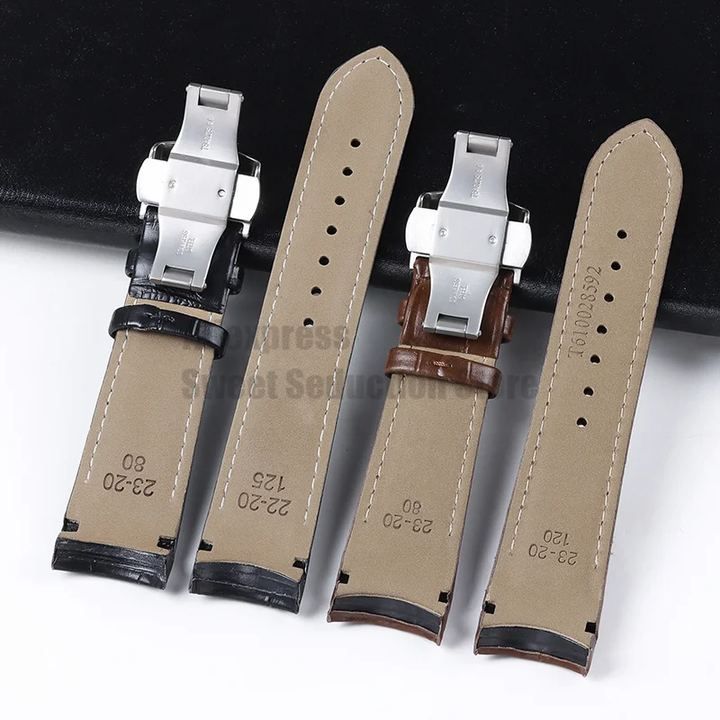 22mm 23mm 24mm Leather Watch Band for Tissot T035 607 407 439 428 617 Strap Curved End Belt Bracelet Butterfly Buckle Wristband