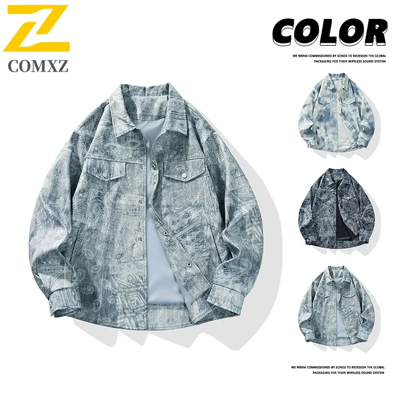 

COMXZ 2025 Мужская и женская рабочая одежда для пар, рубашка с длинным рукавом, весна-осень, свободная посадка, большие размеры, повседневная легкая удобная куртка