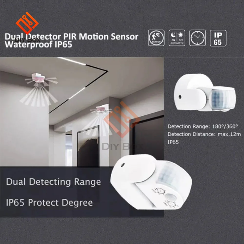 AC 220V-240V 180-360 Degree Outdoor PIRS24 Security PIR Infrared Motion Sensor Detector Movement Switch Max 12m 50Hz 3-2000LUX