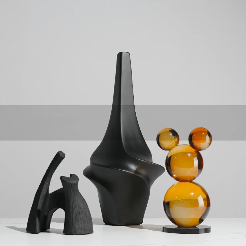 Figuras de decoración de escritorio con forma de ratón de dibujos animados, arte de cristal geométrico moderno, artesanías para el hogar, objetos de habitación, accesorios de oficina, regalos