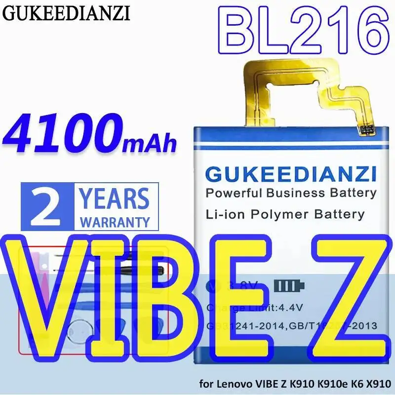 

BL216 надежная замена для Lenovo Vibe Z K910 K910e K6 X910 4100 мАч аккумулятор мобильного телефона