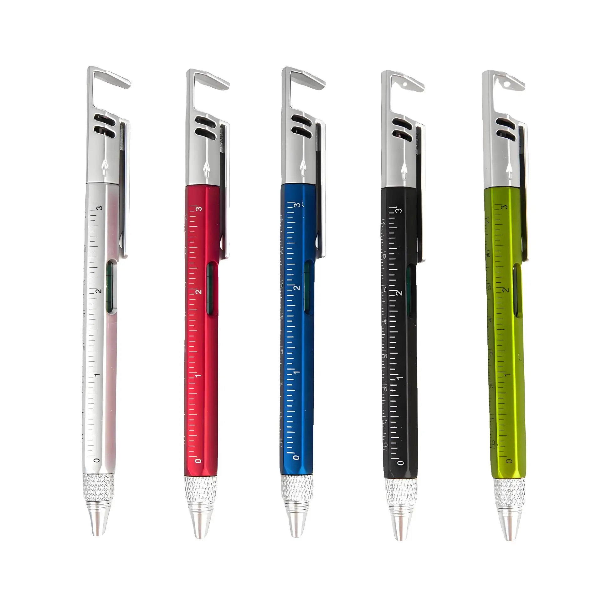 5 In1 Multifunction Ballpoint Pen With Mobile Phone Holder Measure Tool Technical Ruler Screwdriver Stylus Spirit Level 5Options
