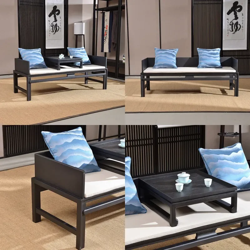 For Solid Wood Arhat Bed New Chinese Style Three Seater Sofa Living Room Small Apartment Zen Simple Modern Chaise Longue