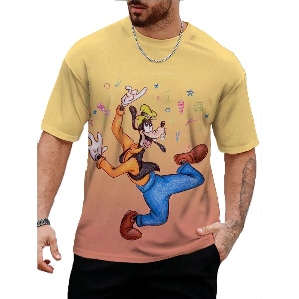 Disney Summer Men Women Fun Goofy T-shirt Cartoon 3D Printed Tops Tees Male Fashion Short Sleeve Clothing Casual Streetwear