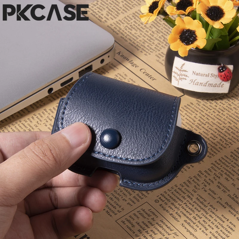 

PKCASE Shockproof Vintage Leather Earphone Case For AirPods 1 2 3 4 Wireless Bluetooth Lanyard Headphone Cover For AirPods Pro 2
