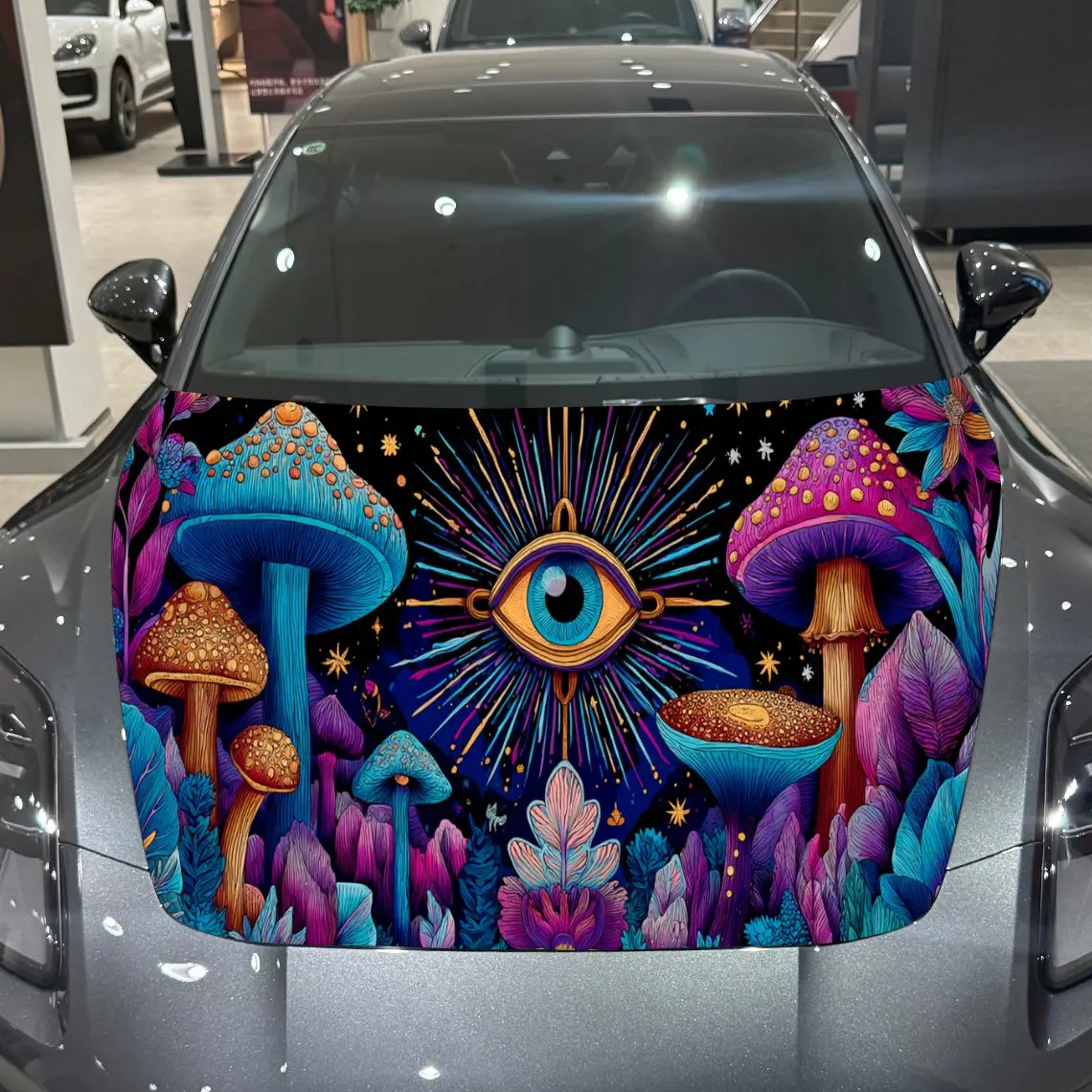 

Fantastical and Bizarre Eye Mushrooms Car Hood Vinyl Stickers Car Surface Protection Decal Car Decoration Cover Vinyl Wraps Wate