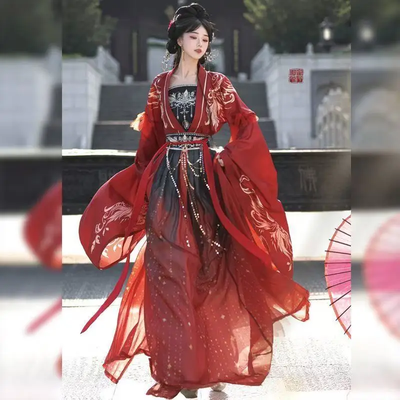 

Женское традиционное китайское платье ханьфу Weijin Period для девочек на Хэллоуин, боевой костюм Wuxia для косплея, одежда для выступлений на сцене, черная