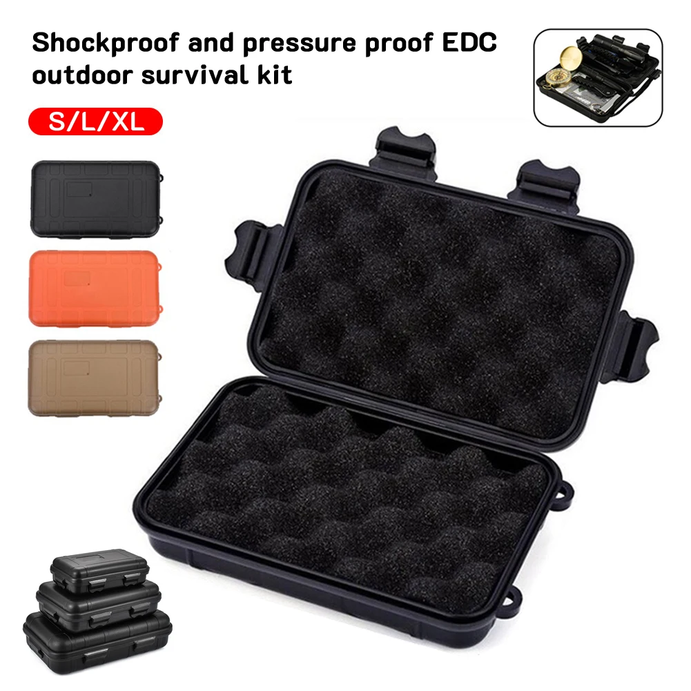 S/L/XL Size Outdoor Plastic Waterproof Sealed Survival Box Container Camping Outdoor Travel Kit Dustproof Shockproof Storage Box