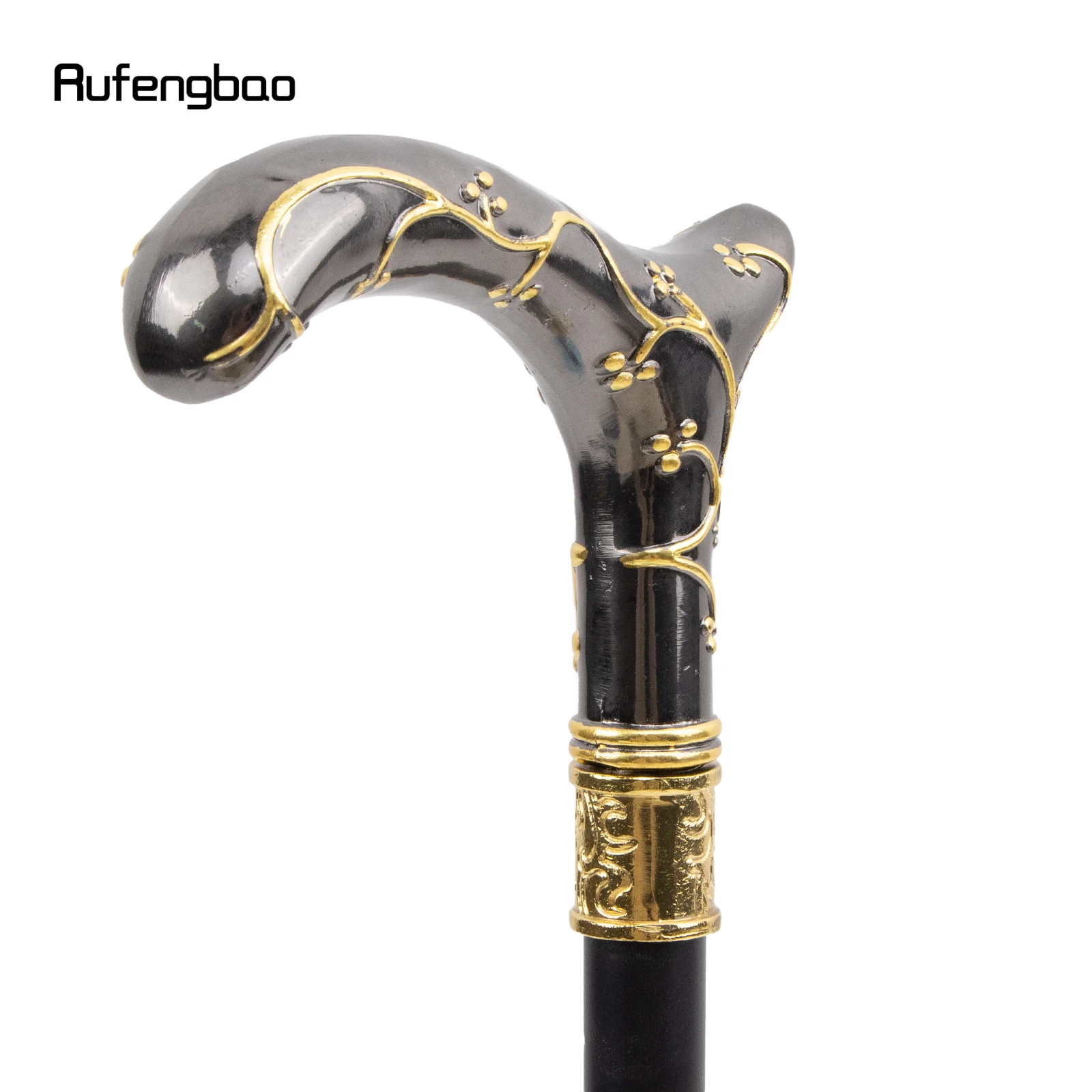 Golden Black Plum Blossom Flower Fashion Walking Stick Decorative Stick Cospaly Vintage Fashionable Walking Cane Crosier 93cm