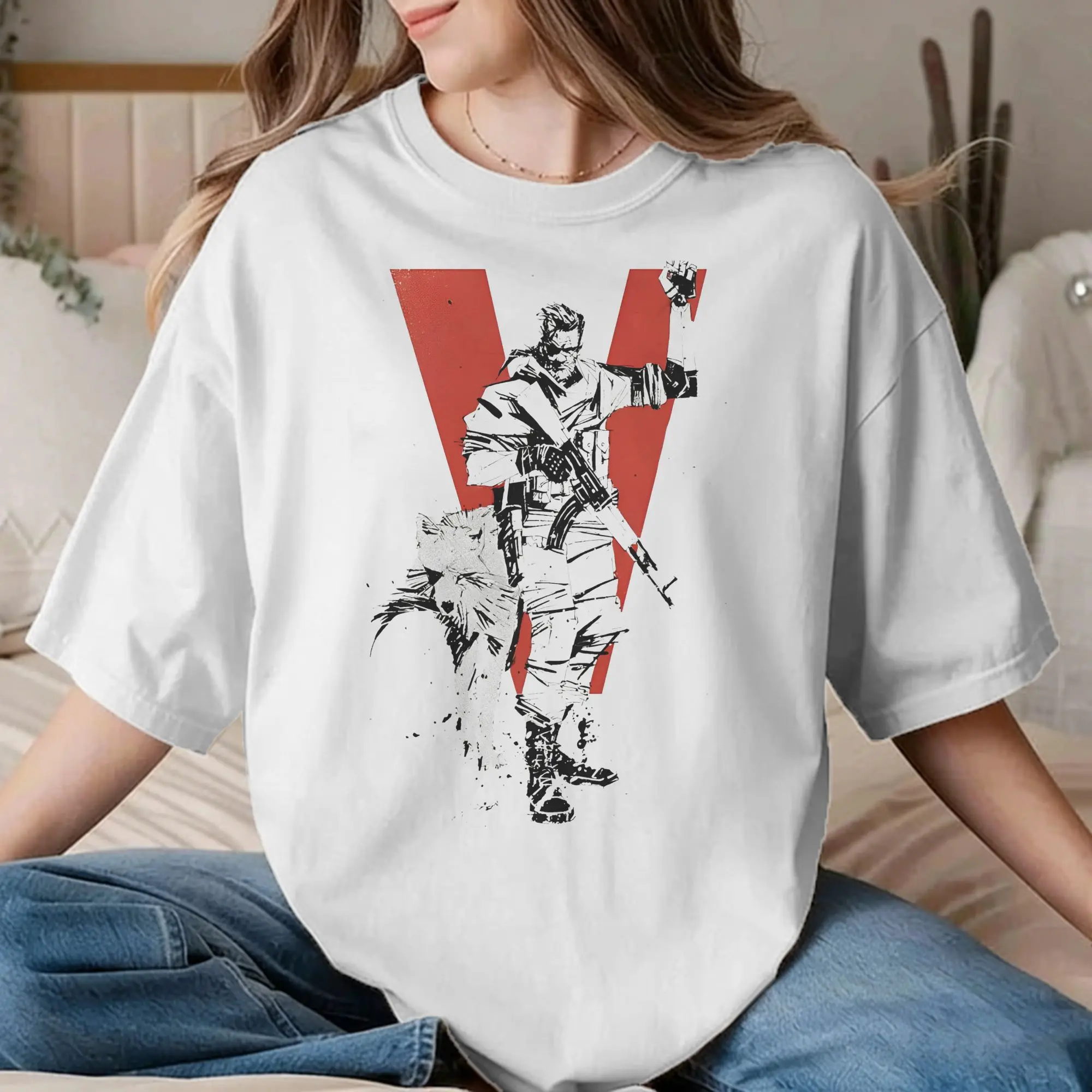 MGSV - Camisetas Metal Gear Solid para hombre y mujer, camiseta divertida de Diamond Dogs Mgs, camiseta de manga corta, camisetas 100% de algodón