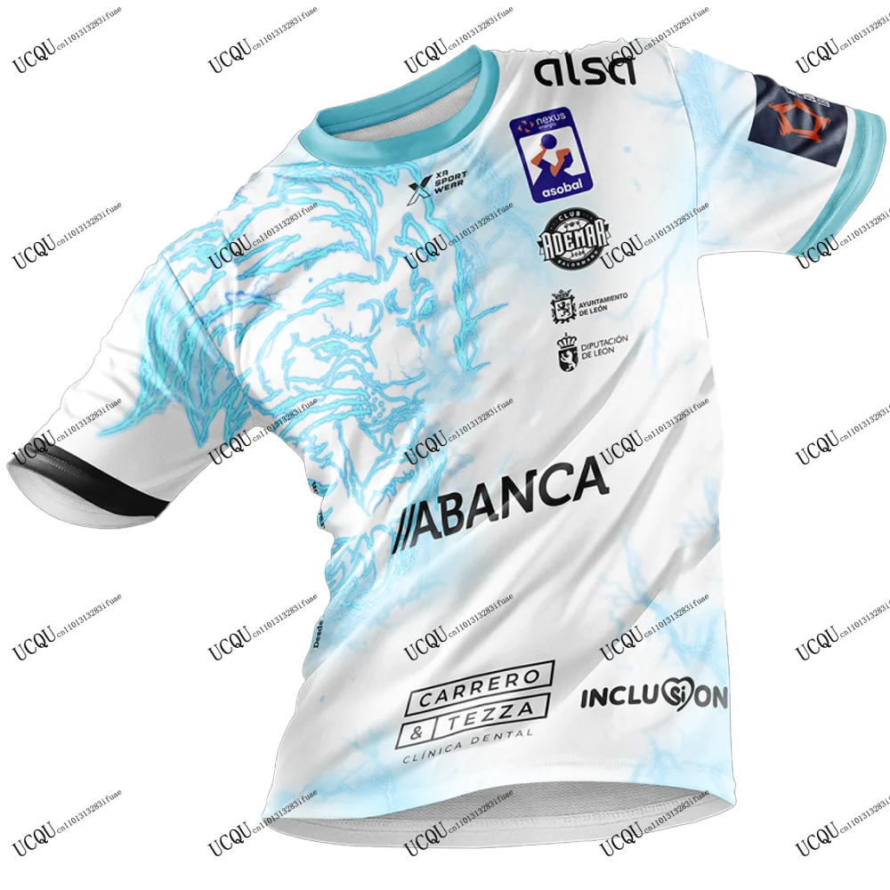 ABANCA Ademar Lyon 2025-26 جديد وصول اسبانيا كرة اليد جيرسي ثلاثية الأبعاد مطبوعة تي شيرت غير رسمي المنزل بعيدا الكبار أطفال للجنسين اليورو كيت