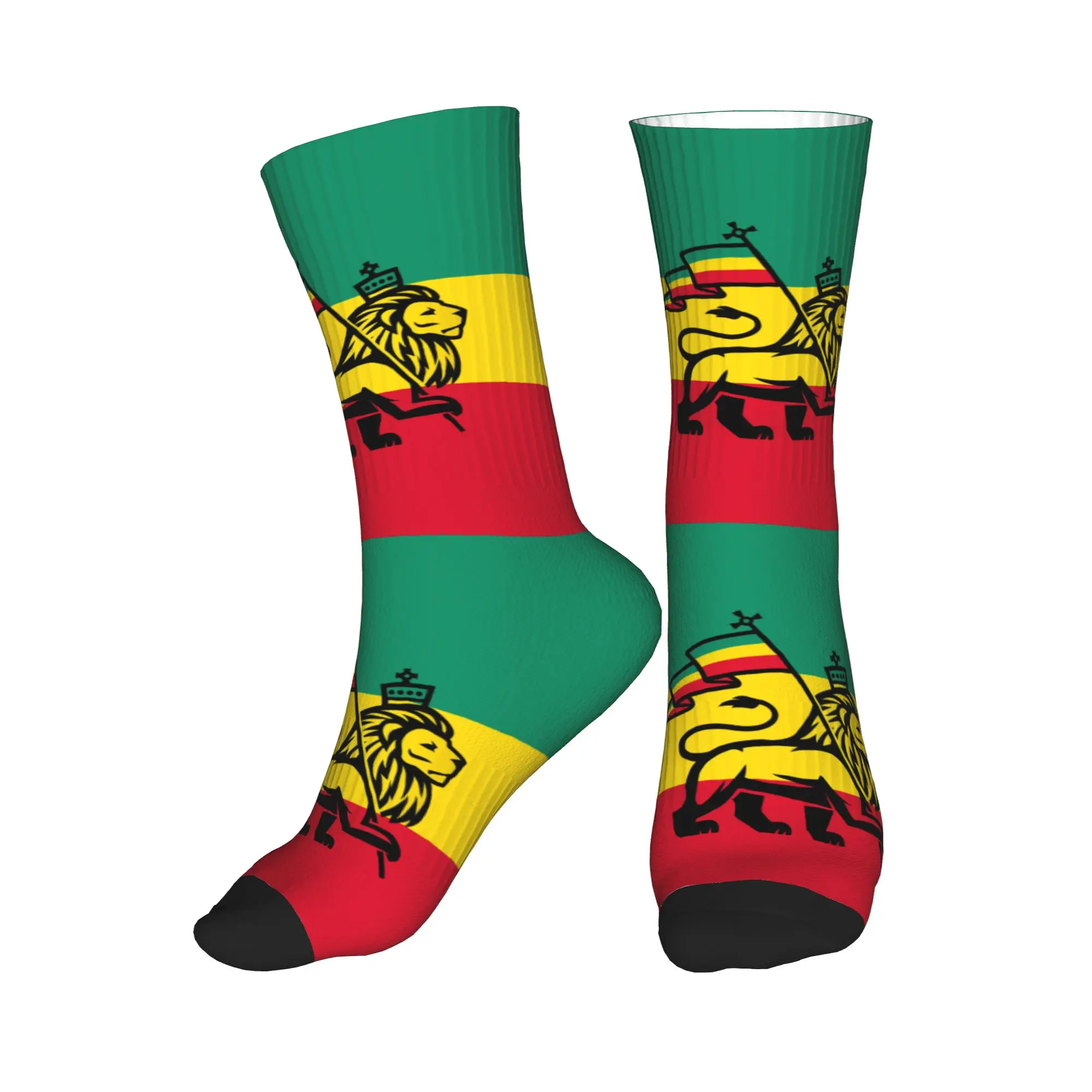 

Jamaica Rasta Judah Lion Rastafari Flag Men's Crew Socks Unisex Cool 3D Printed Dress Socks