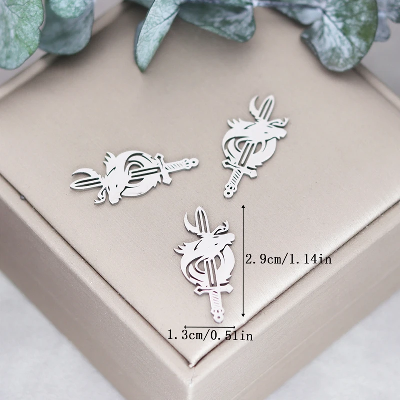 3szt Dragon Sword Charms Diy Kolczyki Naszyjnik Bransoletka Stal nierdzewna Wąż Żaba Liść klonu Pająk Charms Do tworzenia biżuterii — zdjęcie 3