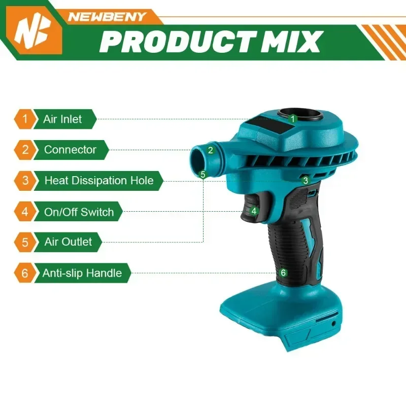 2 في 1 آلة غبار الهواء اللاسلكية كفاءة قابلة للشحن فراغ نظيفة نافخة الكمبيوتر تنظيف أداة السلطة لبطارية ماكيتا 18 فولت