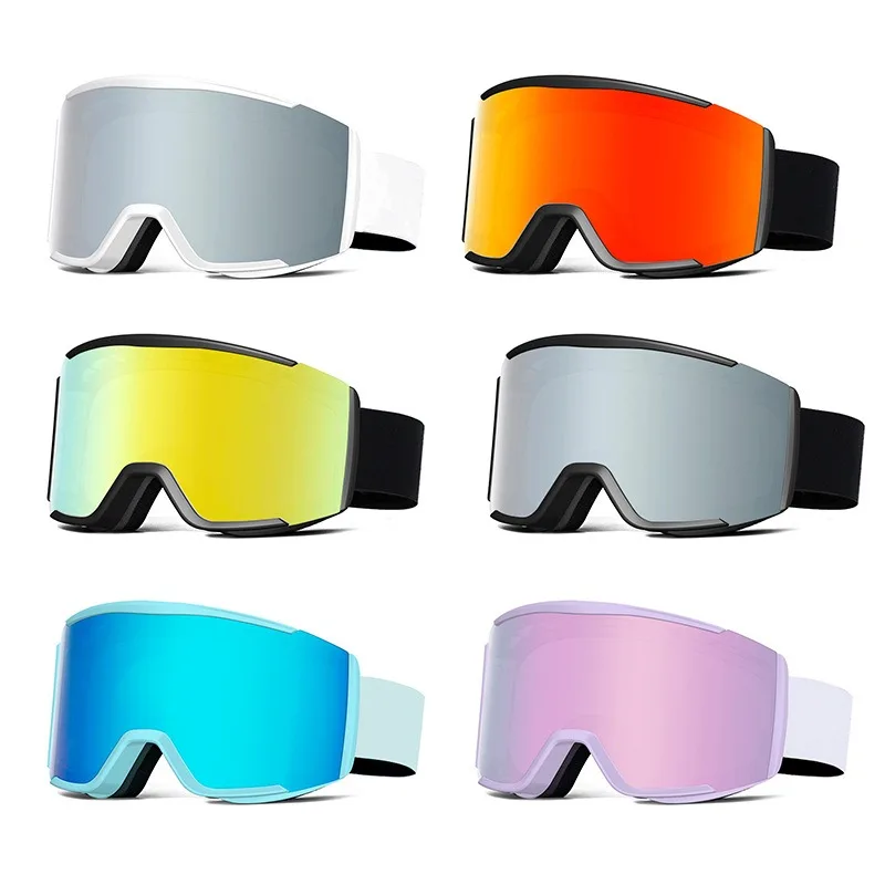 نظارات كبيرة للتزلج على الجليد للنساء والرجال قناع نظارات للتزلج UV 400 حماية من الثلج فوق النظارات للكبار مزدوج مضاد للضباب أسطواني