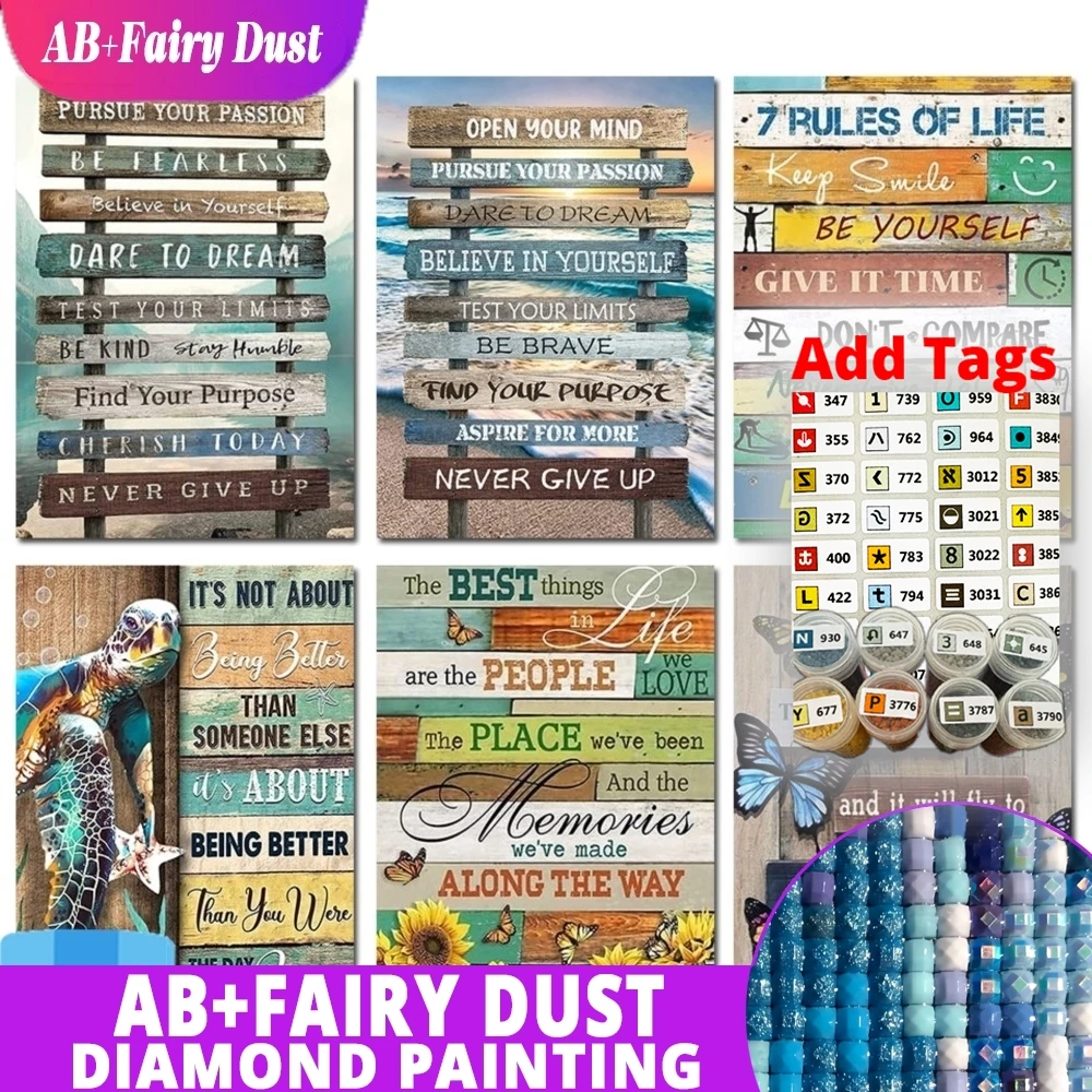 

Фея Пыль AB поставляется с наклейками DMC 5D алмазная живопись Вдохновляющие слова Полный набор для вышивания DIY Вышивка крестиком Искусство Домашний деко