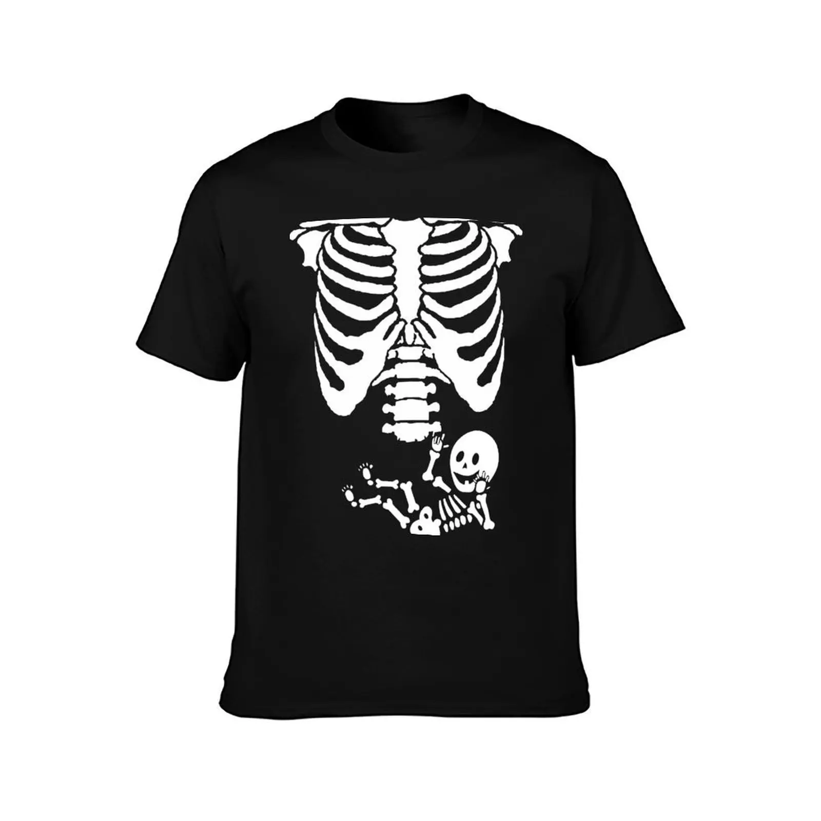 Baby Skeleton Ribs Halloween Maternity Pregnant Simple Halloween Costume Idea Design T-Shirt, Summer Casual Cotton Tee
