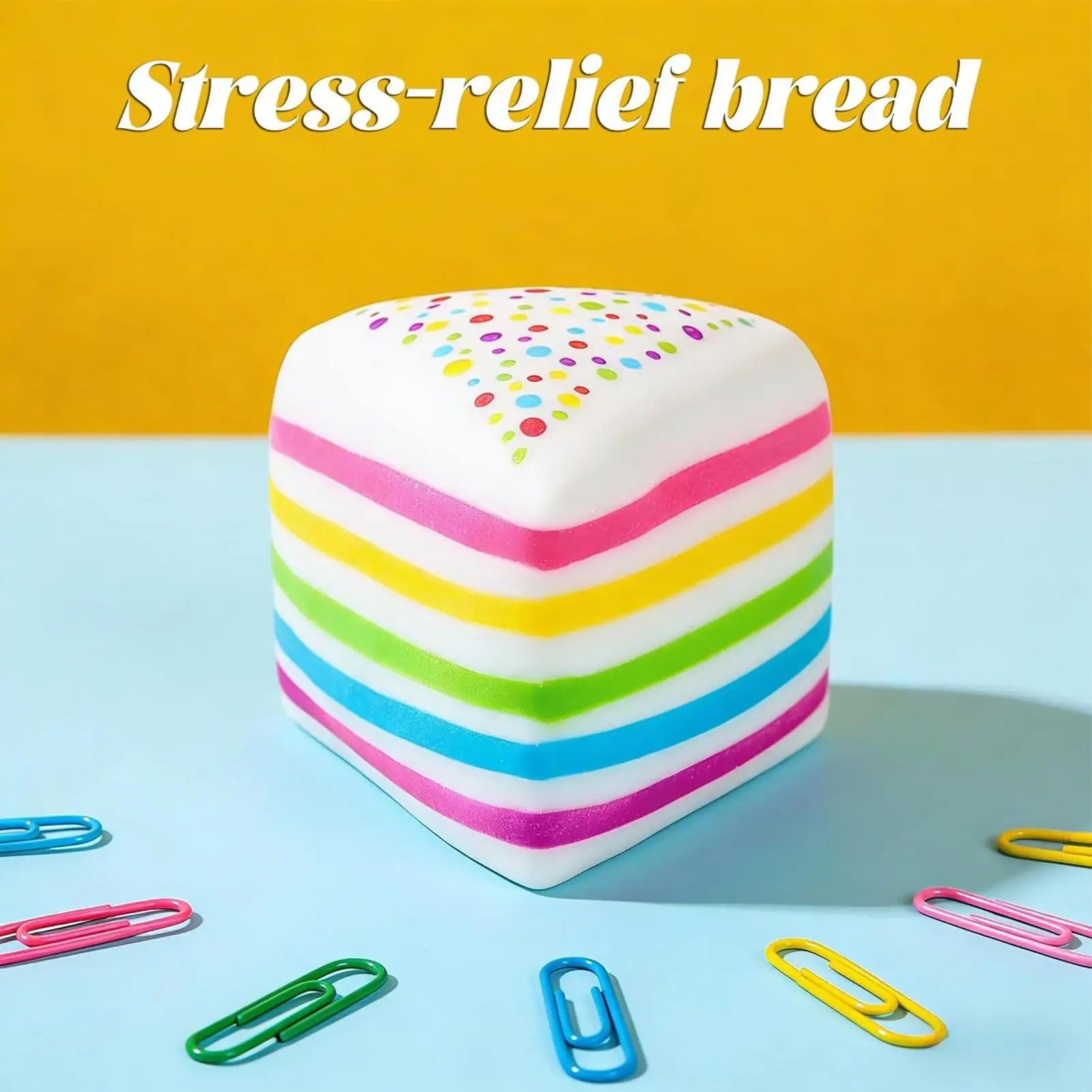 

Rainbow Cake Stress Ball Stress Relieving Rainbow Cake Toy Food Shape Antistress Artifact for Kids Adults Working Studying