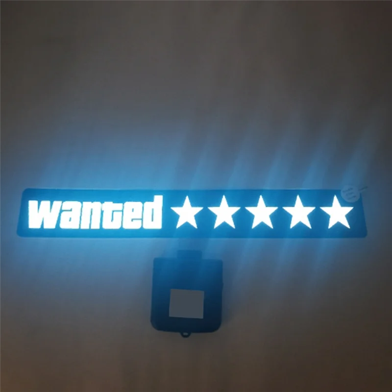 Windshield Electric 5 Star Wanted Car LED White Light Up Window Stickers for JDM Glow Panel Decoration Accessories