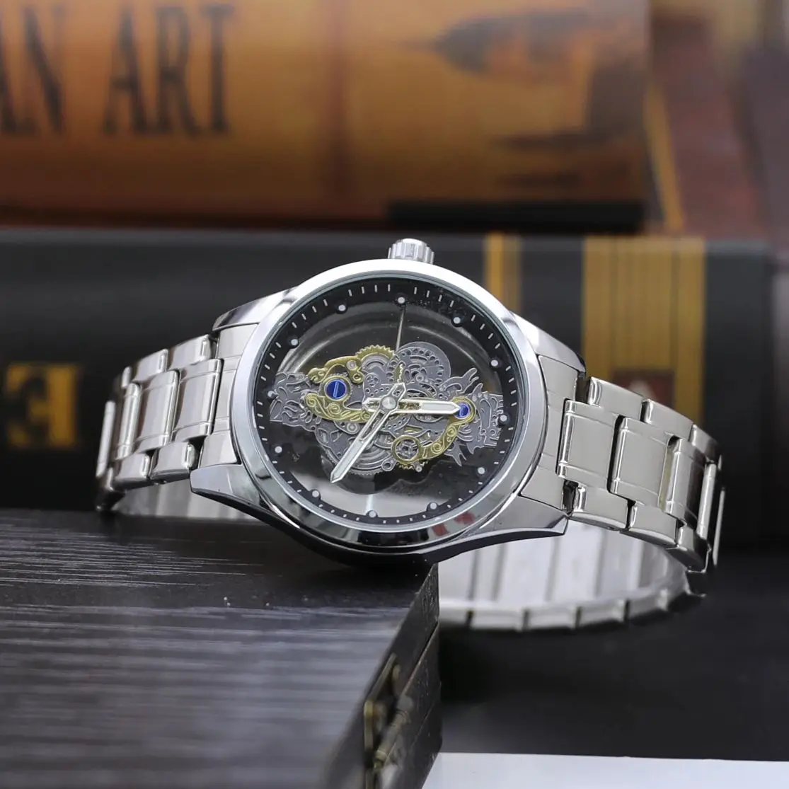 Double-Sided Hollow-Out Men's Watch, High Aesthetic Value, Light Luxury, Fashionable, Business Casual, Stylish, Cool, Street-Style, Handsome, Trendy Quartz Wristwatch for Young Men and Students