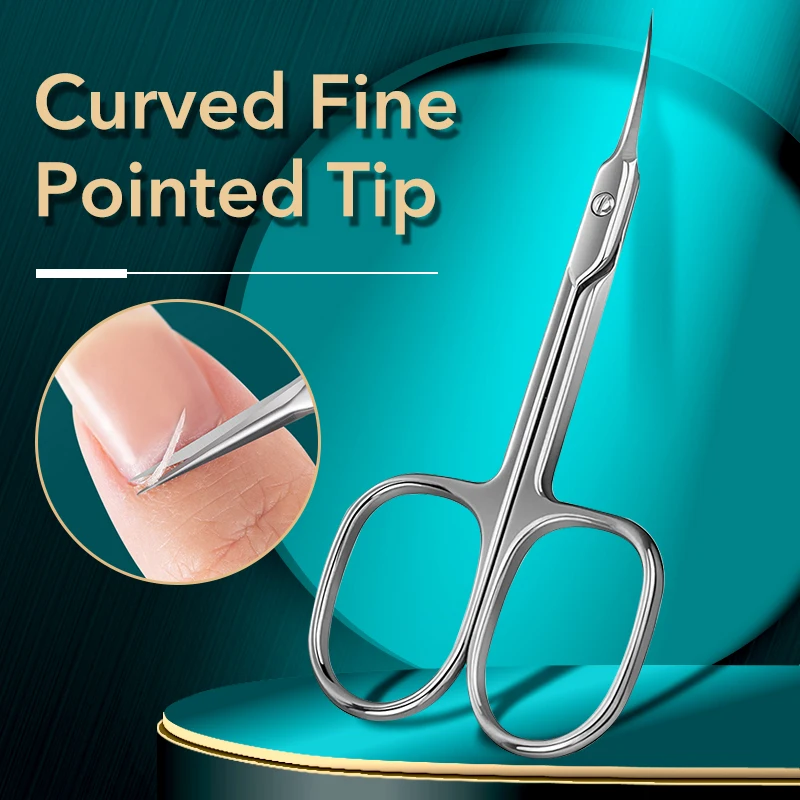 

Russian Manicure Scissors Cuticle Regrowth Cut Curved Tip Nail Pedicure Grooming Professional Stainless Steel Dead Skin Remover