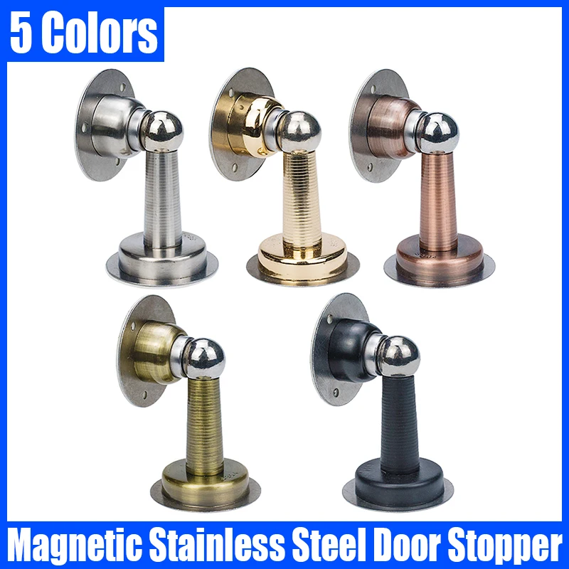 

1PCS Stainless Steel Door Stopper Door Catch Magnetic Door Stop Nail-free Screws Wall Mounted Door Stop Door Closer Hardware