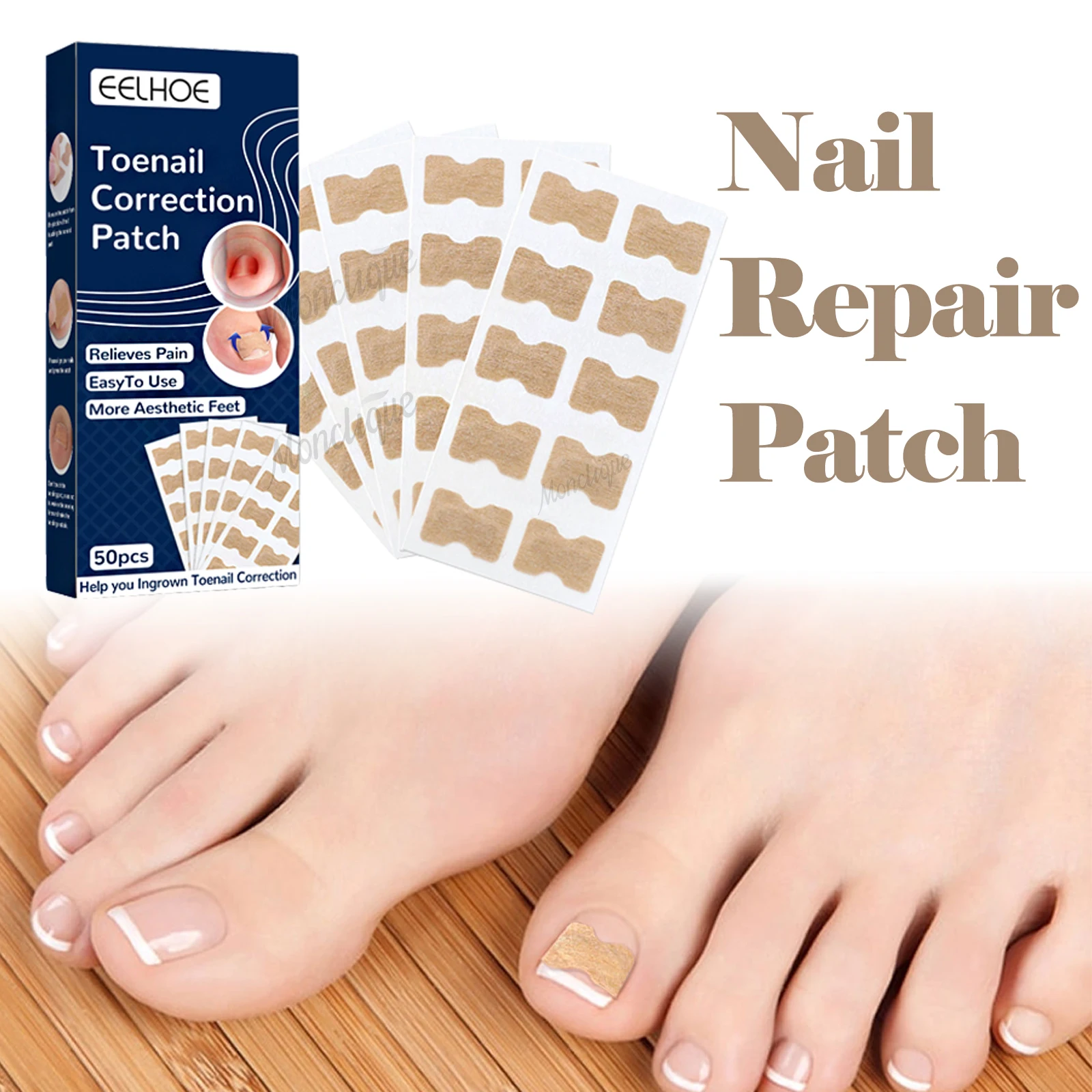 Toenail Repair Patch Fungal Infection Toenails Discoloration Embedded Growth Nails Breathable Correction Sticker Foot Care Tools