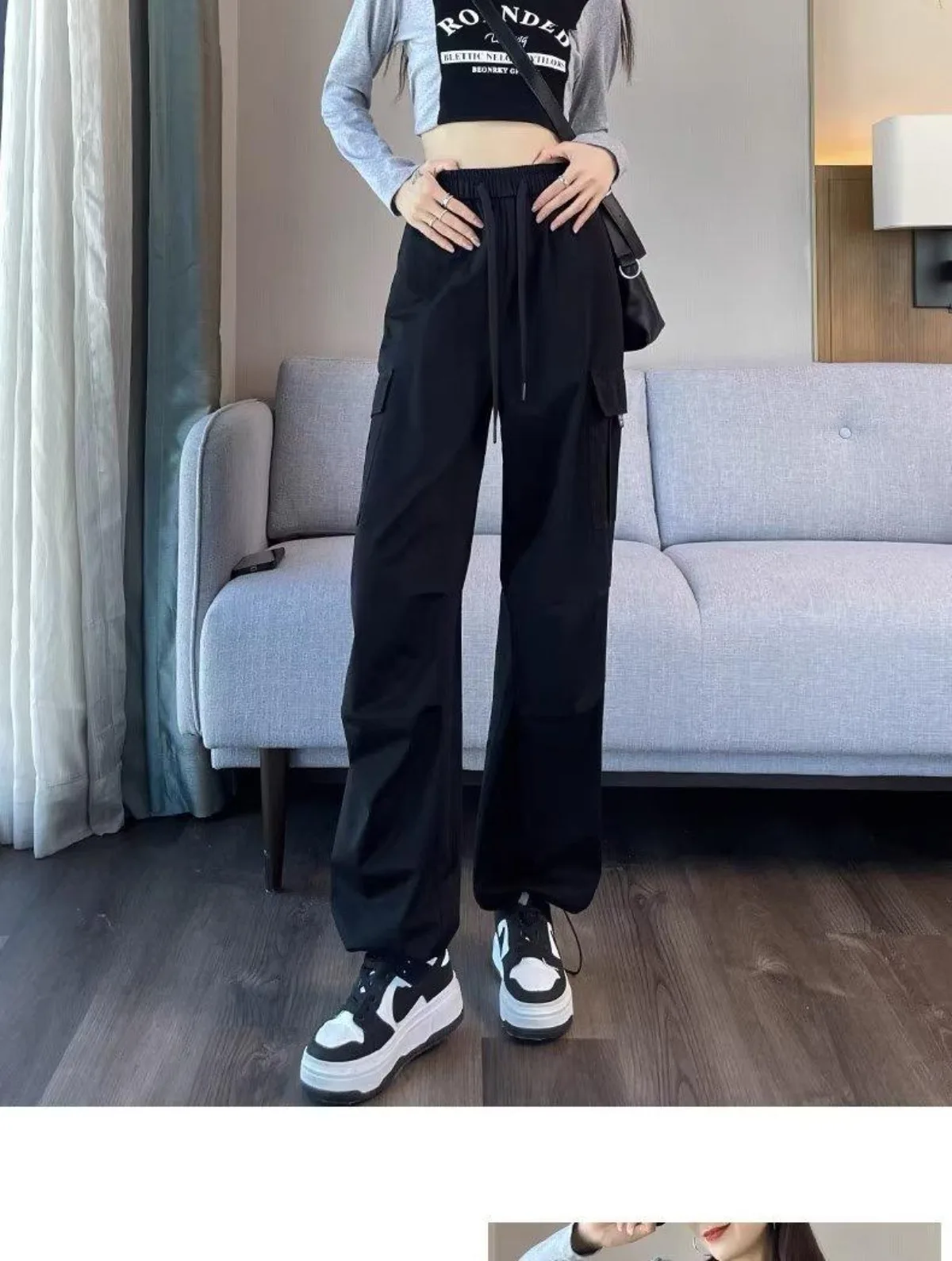 Pantalones de trabajo para mujer, novedad de Primavera/verano 2021, moda, cintura alta, secado rápido, informales, sueltos, adelgazantes, pantalones deportivos de pierna ancha