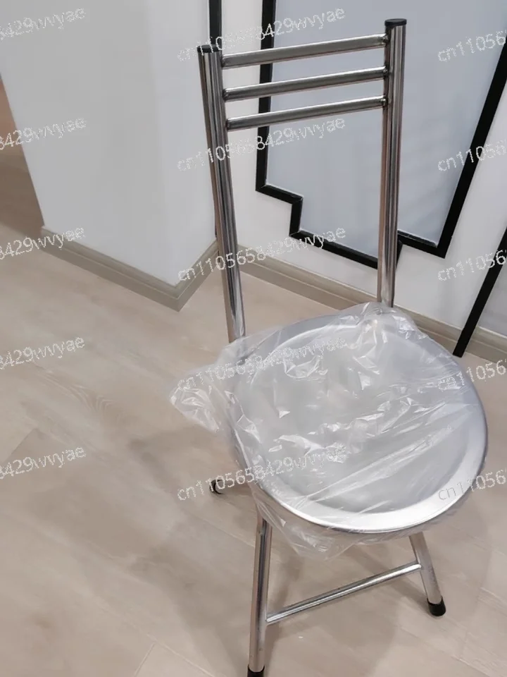 

Портативный складной обеденный стул, круглое сиденье из нержавеющей стали со спинкой, стул для путешествий на открытом воздухе