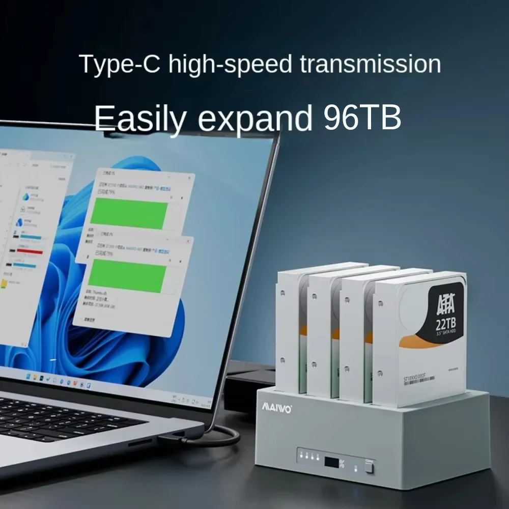 MAIWO 4 Bay Offline Clone External Hard Drive Case with 2.5 3.5