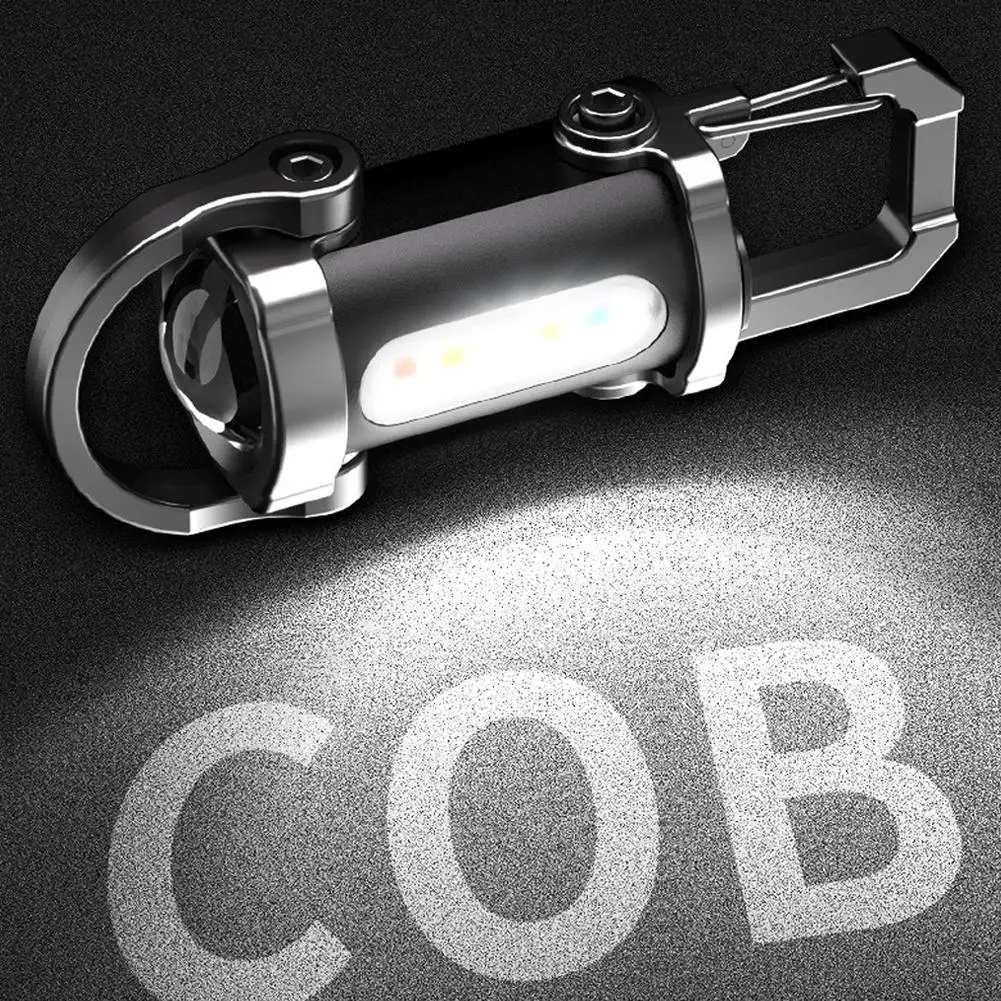 Mini USB Rechargeable LED Flashlight Keychain Portable Waterproof Camping Pocket Lamp Keyring Hanging Light Outdoor Gear