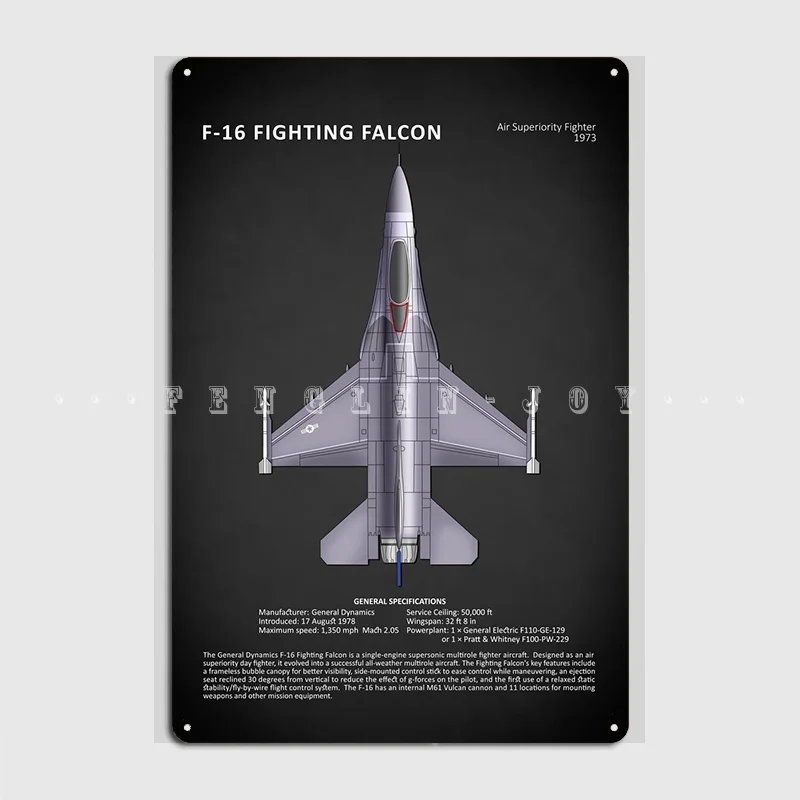 The F16 Fighting Falcon Metal Plaque Poster Cinema Living Room Pub Garage Funny Mural Painting Tin Sign Posters