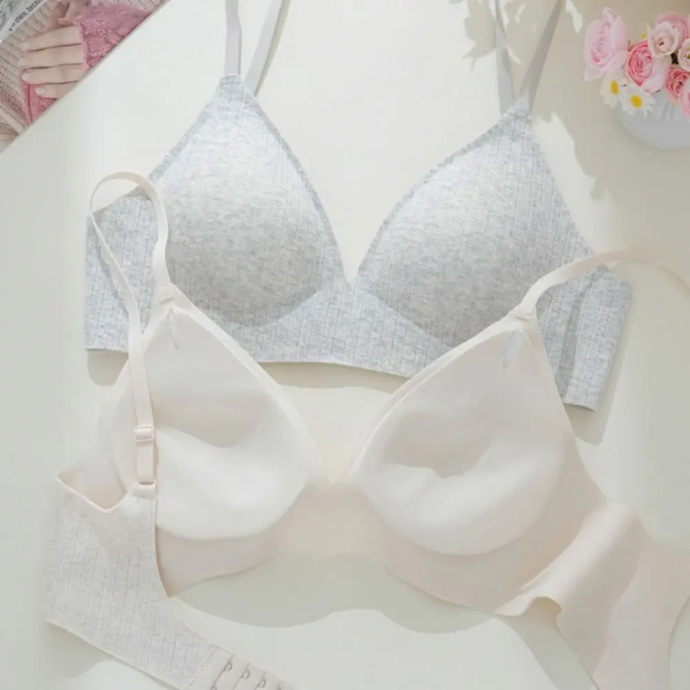 

Simple Flower Wireless Deep V Bra Shockproof Anti-sagging Underwear for Women Lingerie Push Up Seamless Bra Girls