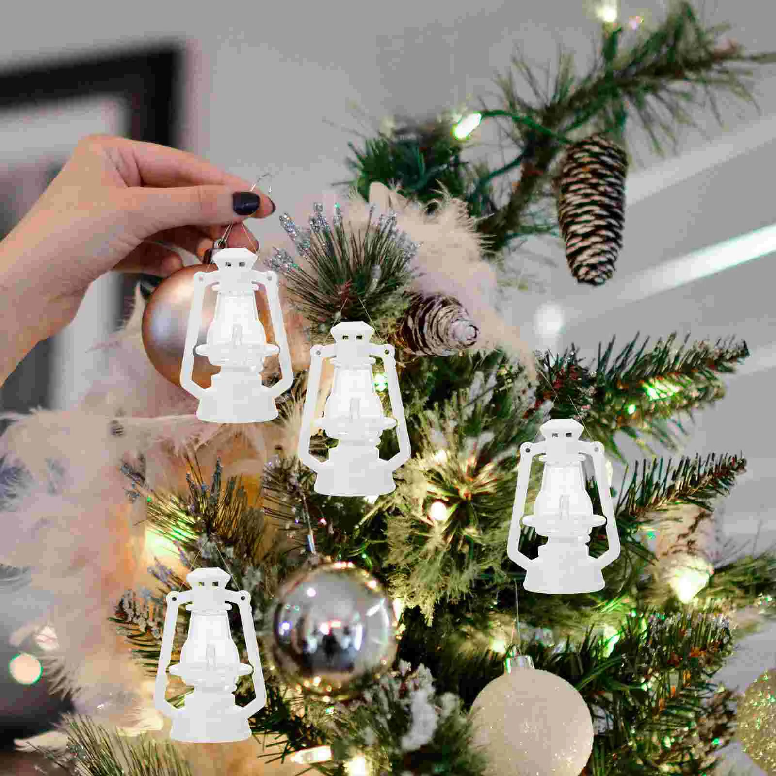 10 Pcs Mini Kerosene Lamp Miniature Lantern Model Decoration Shape Home Xmas Light Adorn Garland Fireplace Decorate Models