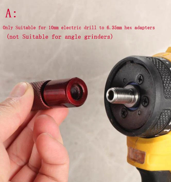 Angle Grinder Adapter For M10 To 6.35mm Hex Connector Or Hex To Angle Grinder Quick Release Self-locking Connecting Rod