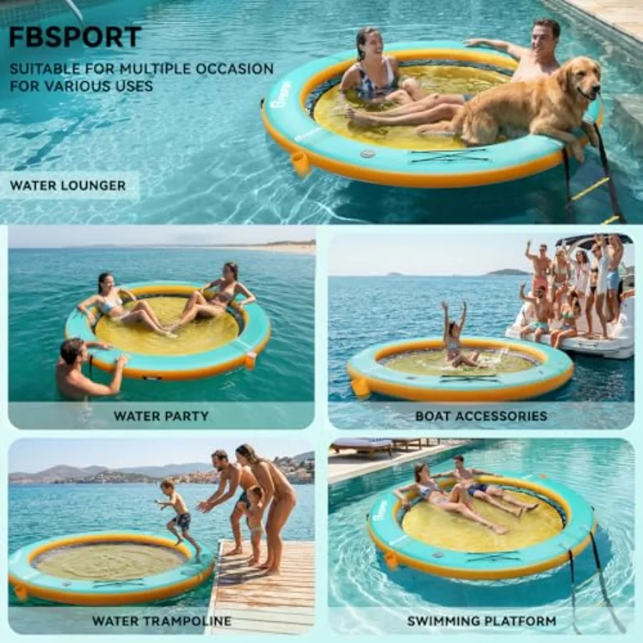 Iatable Round Floating Ring, 10/8/6ft Iatable Dock Floating Platform for Lake W/Cupholder, Sun Float Chill Raft Float Ring Tann