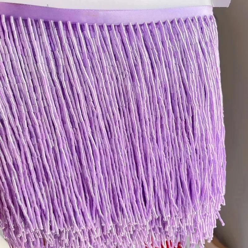 Tube Tassel Dress Accessories, Lace Trim, Wedding and Evening Dress, Beaded Decoration, 38 Colors, Blue and Purple, 15cm Width