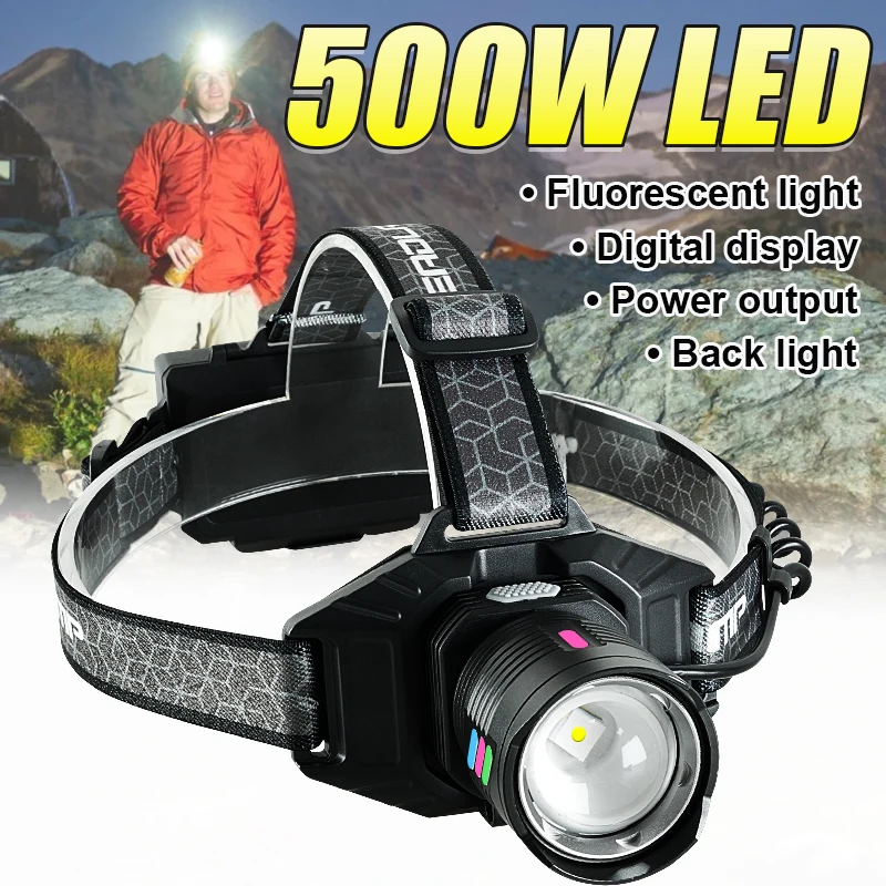 

Rechargeable Powerful LED Headlamp With Back Light Head Flashlight Outdoor Fishing Head Torch Super Bright Camping Riding Lamp