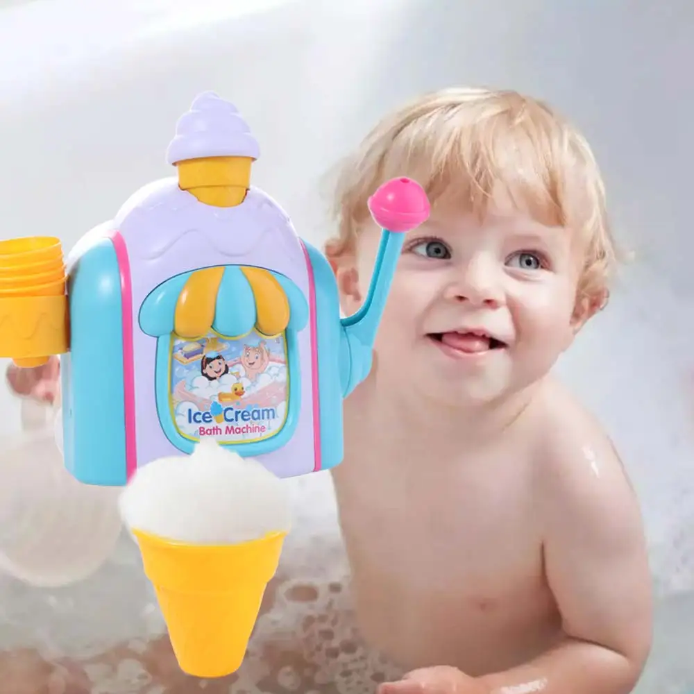 강력한 흡입 아이스크림 버블 메이커 시뮬레이션 놀이 물 아이스크림 거품 기계 섬세한 상호 작용 아이 장난감 목욕