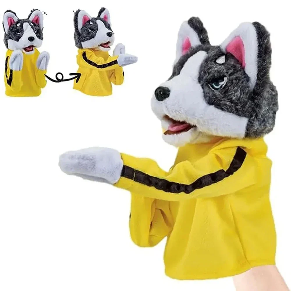 Vocalizable Animal Boxing Dog Interactive Hand Puppet Toy Glove Performance Muppet Finger Doll Husky Plush Doll Cute Gift