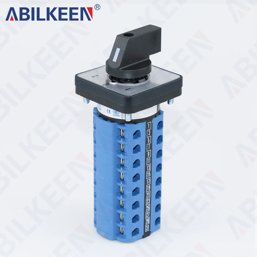 ABILKEEN 1-0-2 ثلاثة موقف 8 قسم مقبض دوار كام التبديل 440 فولت 20A تحميل العالمي التحول مفتاح دوار مع 32 دبوس