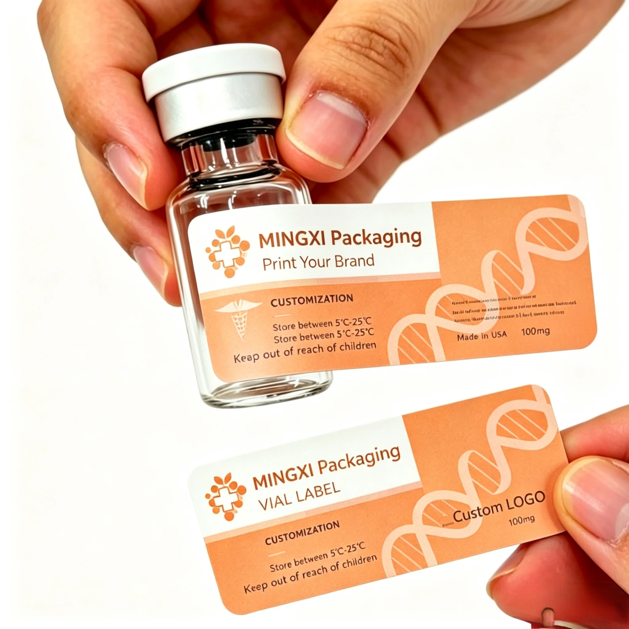 Custom Packaging Set Waterproof Vinyl Stickers Plus Paper Boxes for 3ml 5ml 10ml Small Cosmetic Perfume Glass Vial Supplies - view 3