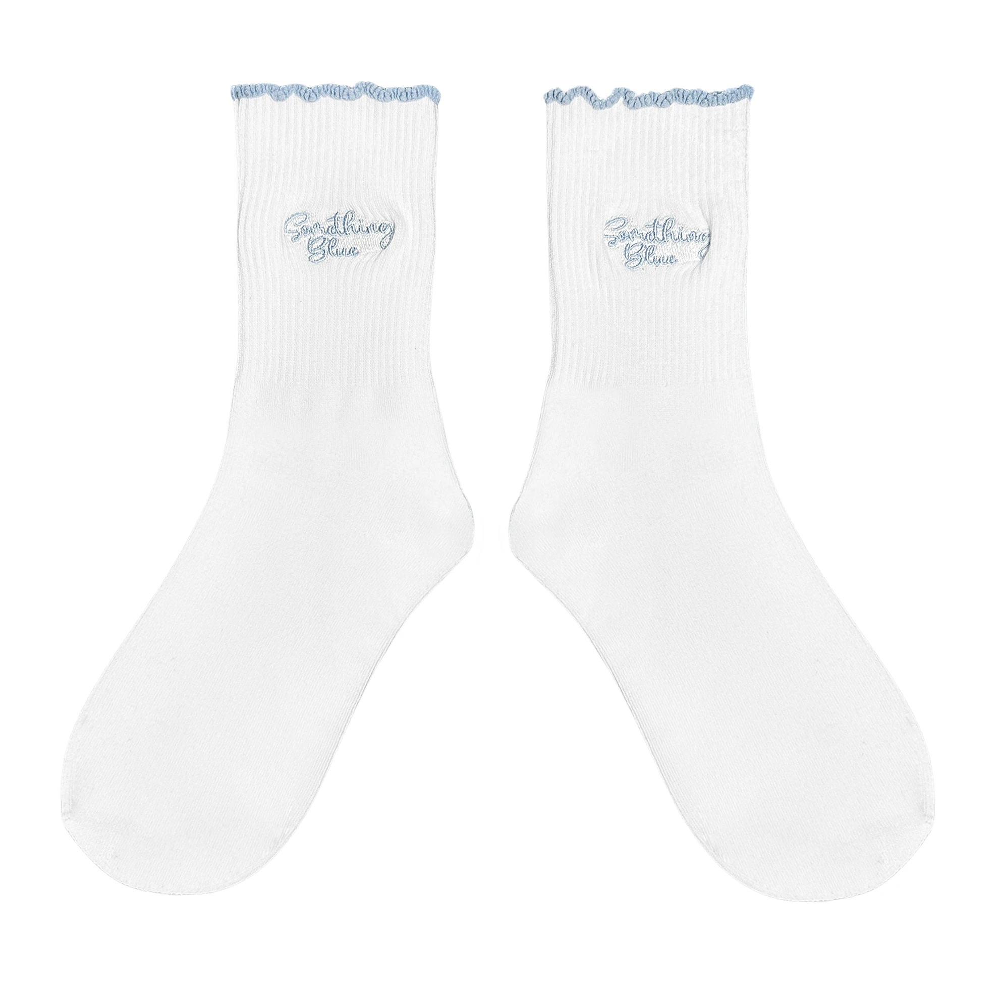 جوارب نسائية مطرزة "Something Blue" مكشكشة، هدايا لحفلات الزفاف والخطوبة وحفلات الزفاف، دعائم لالتقاط الصور #3