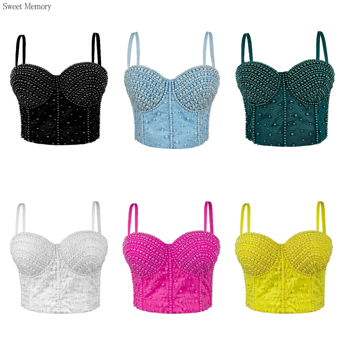 

A866 Dropship Yellow Green Clothing Girls Dance Clothes Sweet Memory Pearl-style Outer-wearing Body-shaping Bra Corset Top