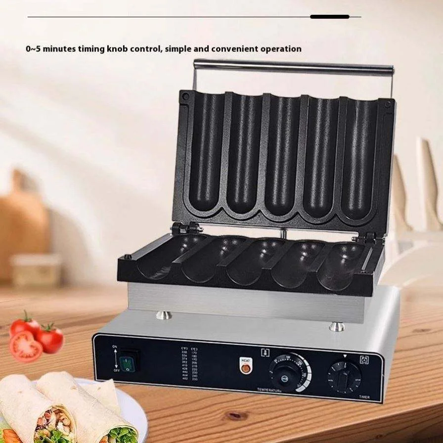 Hot Sale 5Pcs Fresh Meat Chicken Roller Waffle  Chicken Loaf Machine Stainless Steel Mexican Chicken Burrito Machine