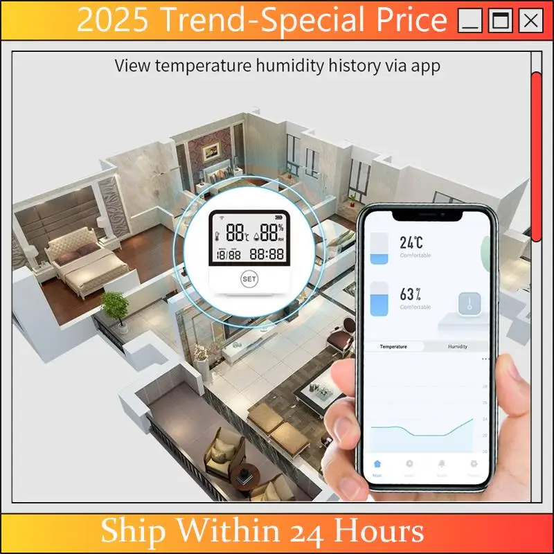 

Tuya Smart WIFI датчик температуры и влажности комнатный гигрометр термометр с ЖК-дисплеем поддержка Alexa Assistant прочный