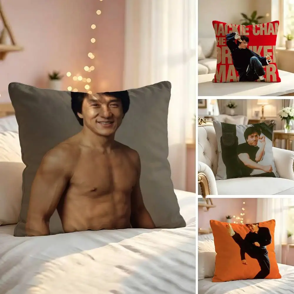 Jackie C-Chan Square Double-Sided printed Pillow Case Bedroom Bedside Pillow Sofa Cushion Cover