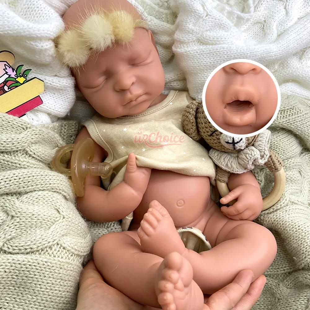 

Washable 17Inch Realistic Silicone Reborn Baby Doll Open Mouth Painted/Unpainted Reborn Bebe Girl For Christmas Doll Toys Gift